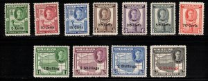 SOMALILAND PROTECTORATE - Scott # 116-126 MH - KGVI With Surcharge