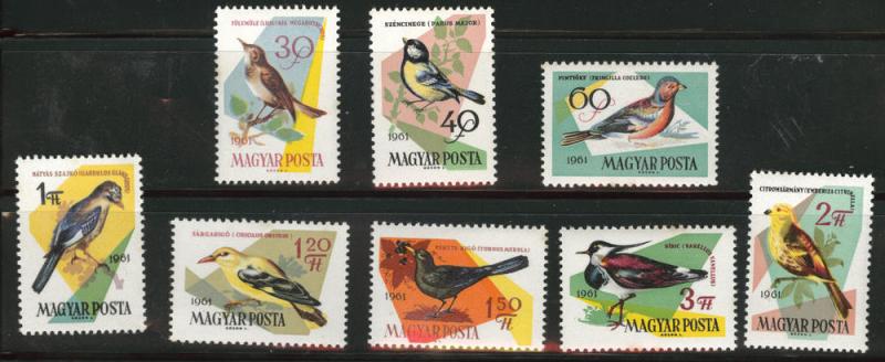 HUNGARY Scott 1426-33 MNH** Bird stamp set 1961