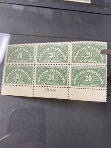 US QE3 Special Handling Plate Block Of 6 Extra Fine Mint Never Hinged