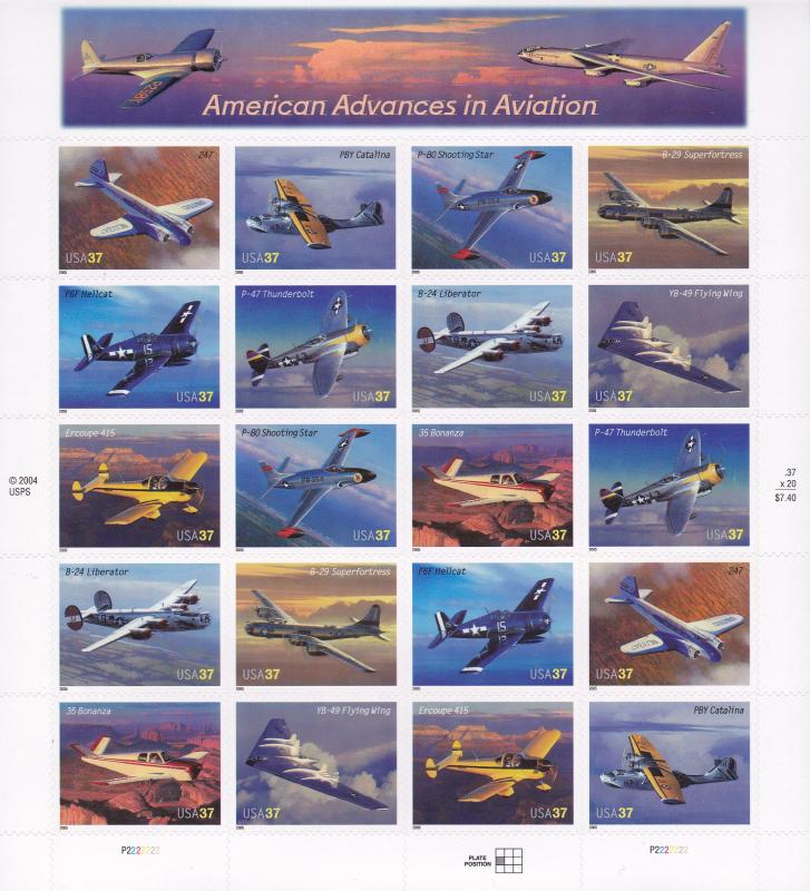 United States 2005 Advances in Aviation Sheet complete Airplanes  VF/NH