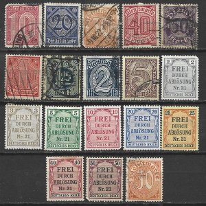 COLLECTION LOT 7868 GERMANY 18 OFFICIAL STAMPS 1920+ CV+$25