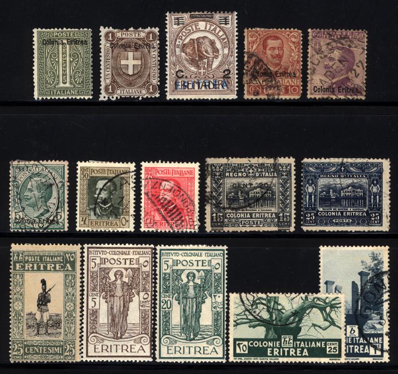 Eritrea 1892-1934 M&U Small Lot 15 items