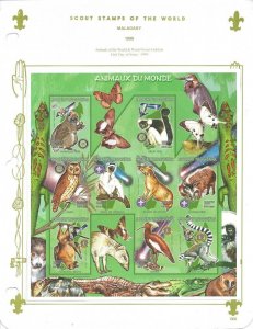 1999 Malagasy Boy Scout sheet 12 animals Imperforate K-line album page
