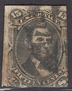 US Stamp #77 15c Lincoln USED with Faults SCV $175