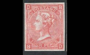 GB 1865 4d plate 10 sg94 very fine mint 'BD' imprimatur, good colour cat £2500