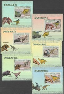 B1395 2007 Mozambique Fauna Reptiles Dinosaurs 6 Lux Bl Mnh