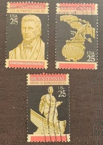 US Scott # 2412-2413;2415  three used 25c Constitution Bicent., 1989; VF;