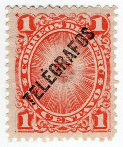 (I.B) Peru Telegraphs : 1c Vermillion (1896)