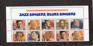 2854-2861 Jazz & Blues singers, MNH Top PB/10 w/banner