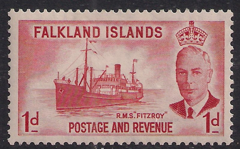 Falkland Islands 1952 KGV1 1d Scarlet MM SG 173 ( F399 ) 