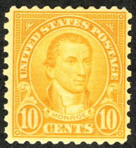 US #591 SCV $90.00 VF/XF mint never hinged, super fresh color, THE KEY TO THE...