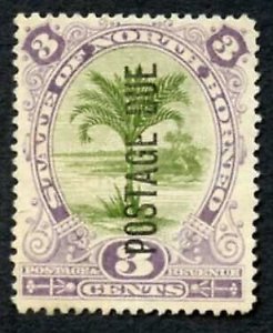 North Borneo SGD3 3c bronze-green and dull purple Perf 15 No Gum (tiny tear at