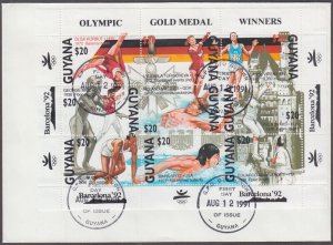 GUYANA Sc# 2393a-i FDC SHEETLET of 6 DIFF OLYMPIC GOLD MEDALLISTS