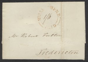 1844 New Brunswick SFL Miramichi NB PAID 1/6 to Fredericton