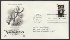 US Rosebud Orchid Wildflower 1992 PCS Typed FDC BIN