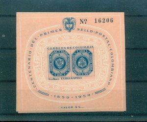 Colombia - Sc# C355. 1959 Century of Colombian Stamps. MNH Souvenir Sheet. $19.0