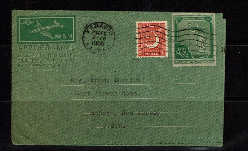 Pakistan 1955 aerogramme to USA - Lot 090417