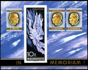 Hungary #C275 Cat$25, 1968 Astronaut Memorial, imperf. souvenir sheet, never ...