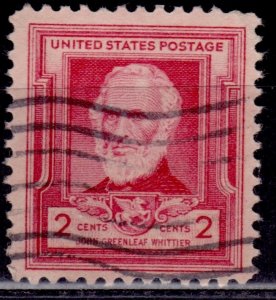 United States, 1940, John Greenleaf Whittier - Poet, 2c, sc#865, used