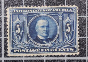 Scott 326 5 Cents McKinley OG MH Nice Stamp SCV $70.00