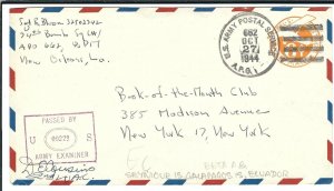 APO 662, Seymour Island, Galapagos, Ecuador to New York, NY 1944 Airmail (M5608)