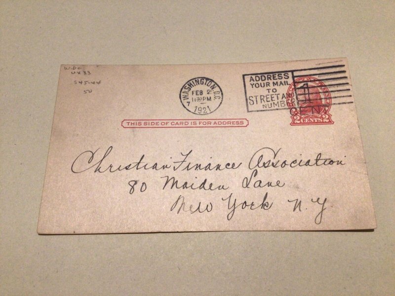 C. C. Pursell Books & Stationery Washington 1921 postal card 67042