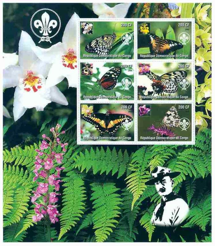 Butterflies on Stamps -  Sheet of 6 Stamps - 102-13