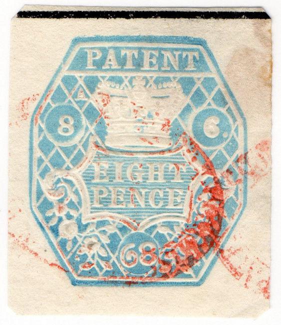 (I.B) QV Revenue : Patent Office 8d (1868) sideways watermark