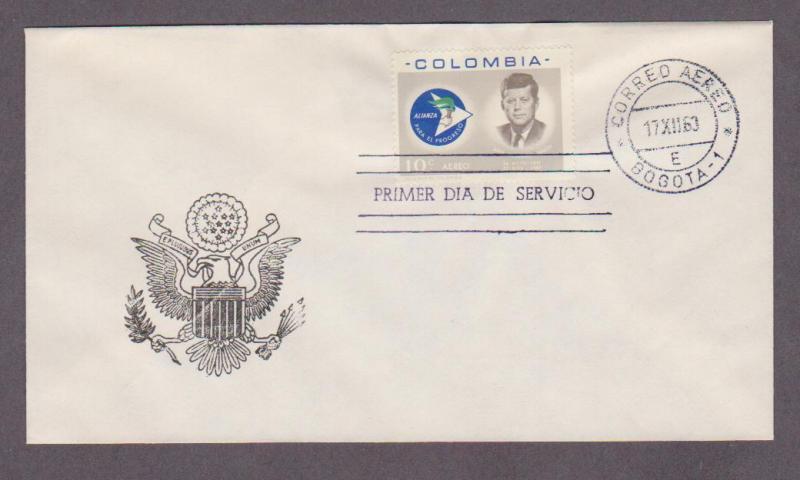 Colombia Airmail # C455 John F Kennedy , JFK , FDC - I Combine S/H