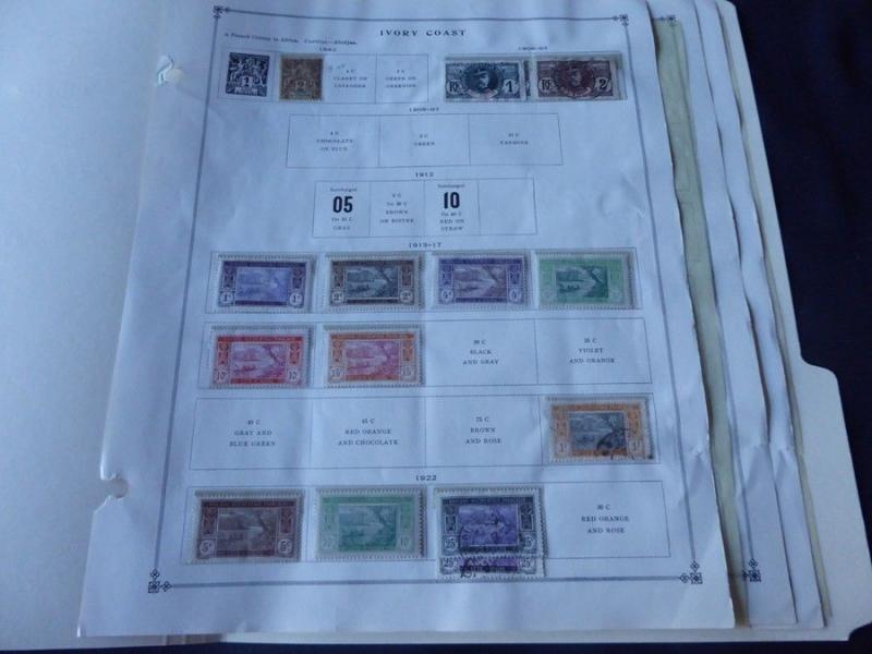 Ivory Coast Pre 1940 Mint/Used Stamp Collection on Scott Int Album Pages