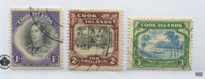 Cook Islands KGVI  1938 1/ to 3/ used