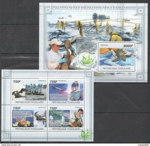 2011 Togo Fauna Marine Life Oil Slicks Global Pollution Bl+Kb ** Stamps Tg1085