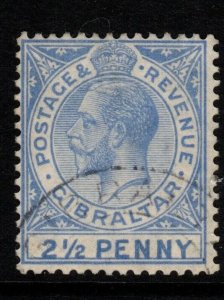 GIBRALTAR SG94 1921 2½d BRIGHT BLUE USED