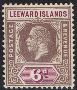 LEEWARD ISLANDS 1921 KGV 6D WMK MULTIPLE SCRIPT CA 