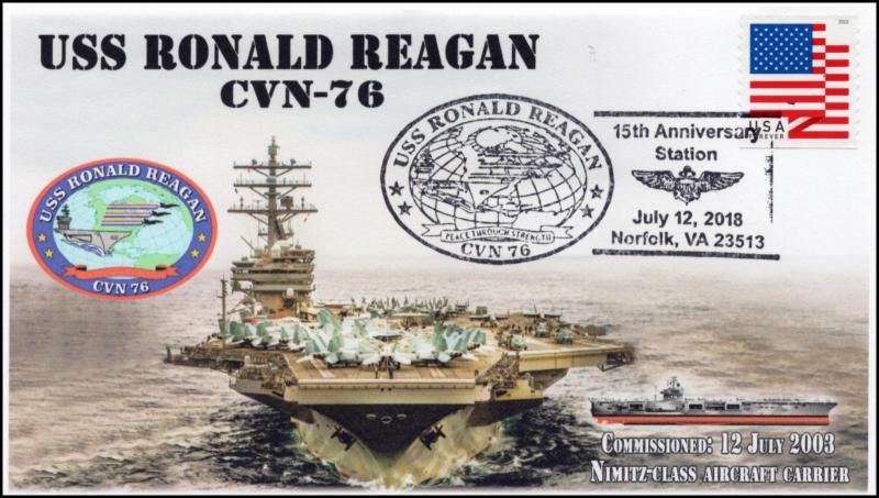 18-301, 2018, USS Ronald Reagan, Pictorial, Postmark, CVN-76, Event Cover