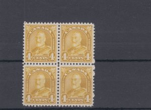 #168 VF MNH block of 4, four cent ARch issue Cat $200  very nice Canada mint 