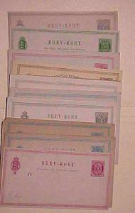 DENMARK  POSTAL CARDS 13 DIFF. MINT BEFORE 1882 CAT.$90.00