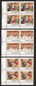 CHRISTMAS Paintings * Canada 1984 #1040-1042 LL Blocks of 4 MNH Sets