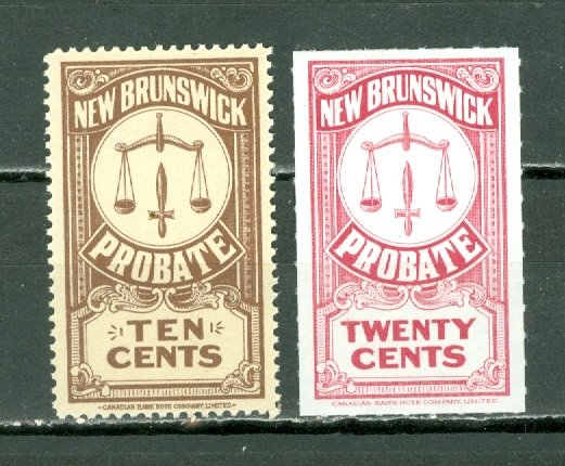 NEW BRUNSWICK LAW STAMPS #NBP14a & #NBP22(VAN DAM) ...MNH...$7.00