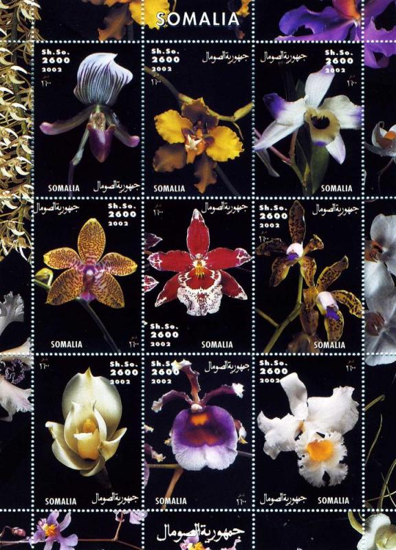 Somalia 2000 ORCHIDS Sheet (9) Perforated Mint (NH)