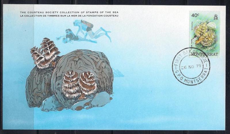 Montserrat FDC card Sc 432 Cousteau Society Plume Worm L67