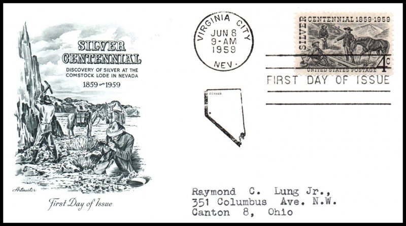 US 1130 Silver Centennial Artmaster Typed FDC