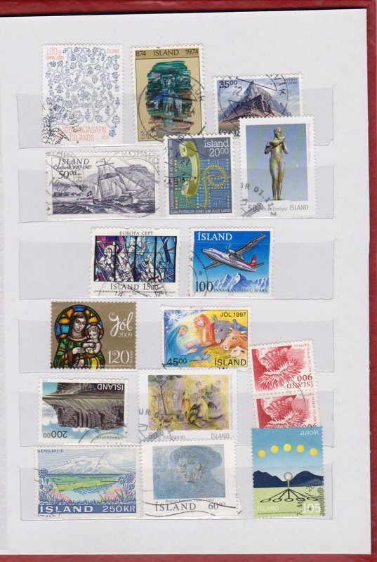 COLLECTION OF ICELAND STAMPS IN SMALL STOCK BOOK 90 STAMPS