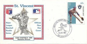 ST. VINCENT 1989 BASEBALL GARY SHEFFIELD BREWERS FDC