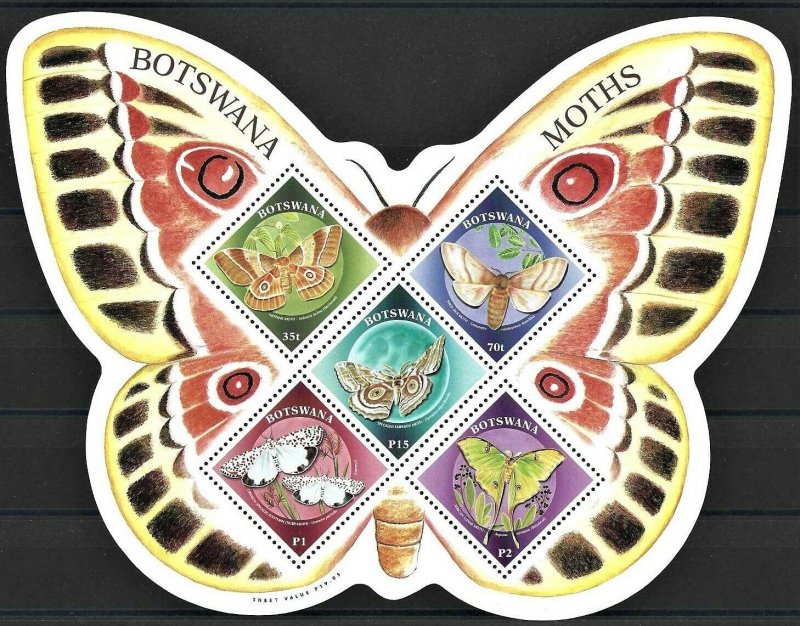 2000 Botswana Butterflies, Papillons, Farfalle Souvenir Sheet VF/MNH! LOOK!