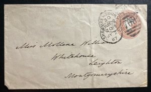 1887 Shrewsbury England Postal Stationery Cover To Welshfdorf