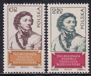Poland 1967 Sc 1540-1 American Revolution General Tadeusz Kosciusko Stamp MNH