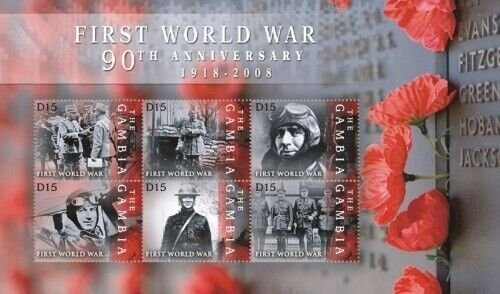 Gambia 2008 - First World War - Sheet of 6 stamps - Scott #3168 - MNH