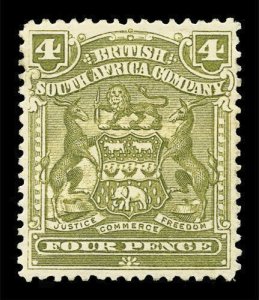 RHODESIA Scott #64 (SG 82) 1898 coat of arms, unused, disturbed gum, LH