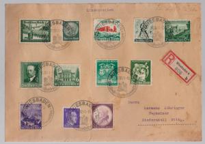 1941 Weisbaden Germany Registered COver to Niedernhall 12 Different 6 pf stamps